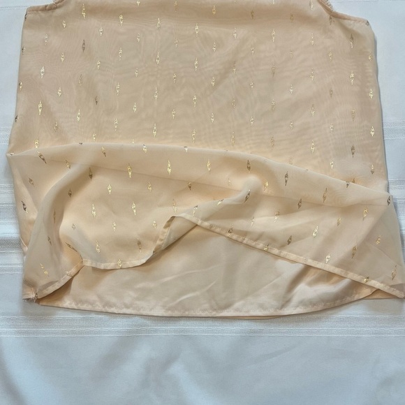 Tank Top Lauren Conrad Floral Crochet Lace Trim Metallic Gold‎ Print Sz L EUC - Picture 7 of 13